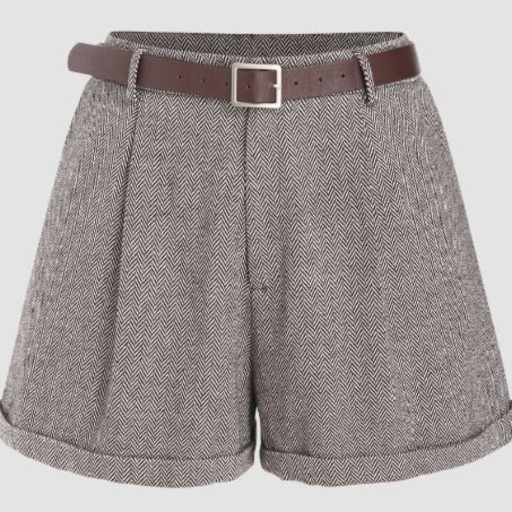 Check Belted Shorts